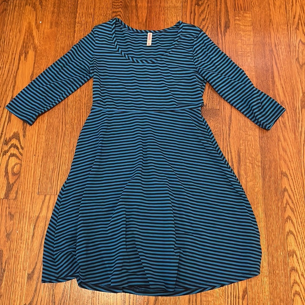 Blue striped A line dress